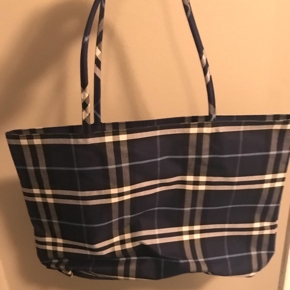 Burberry blue plaid tote